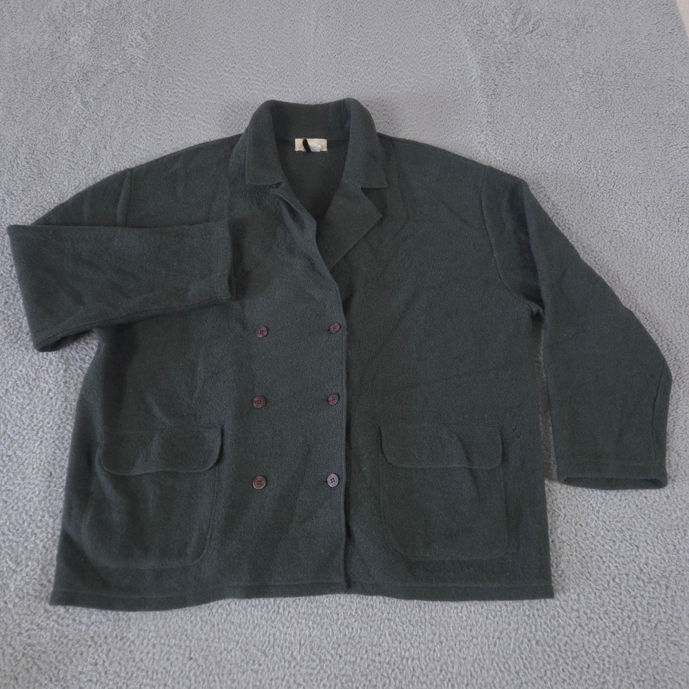 VINTAGE J. Jill Jacket Womens 3X Green 100%‎ Wool Double Breasted Sweater 90s